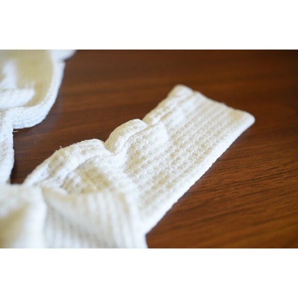 We The Free Free People waffle Off-Shoulder Thermal Tunic Top Ivory White Sz M - Picture 5 of 6